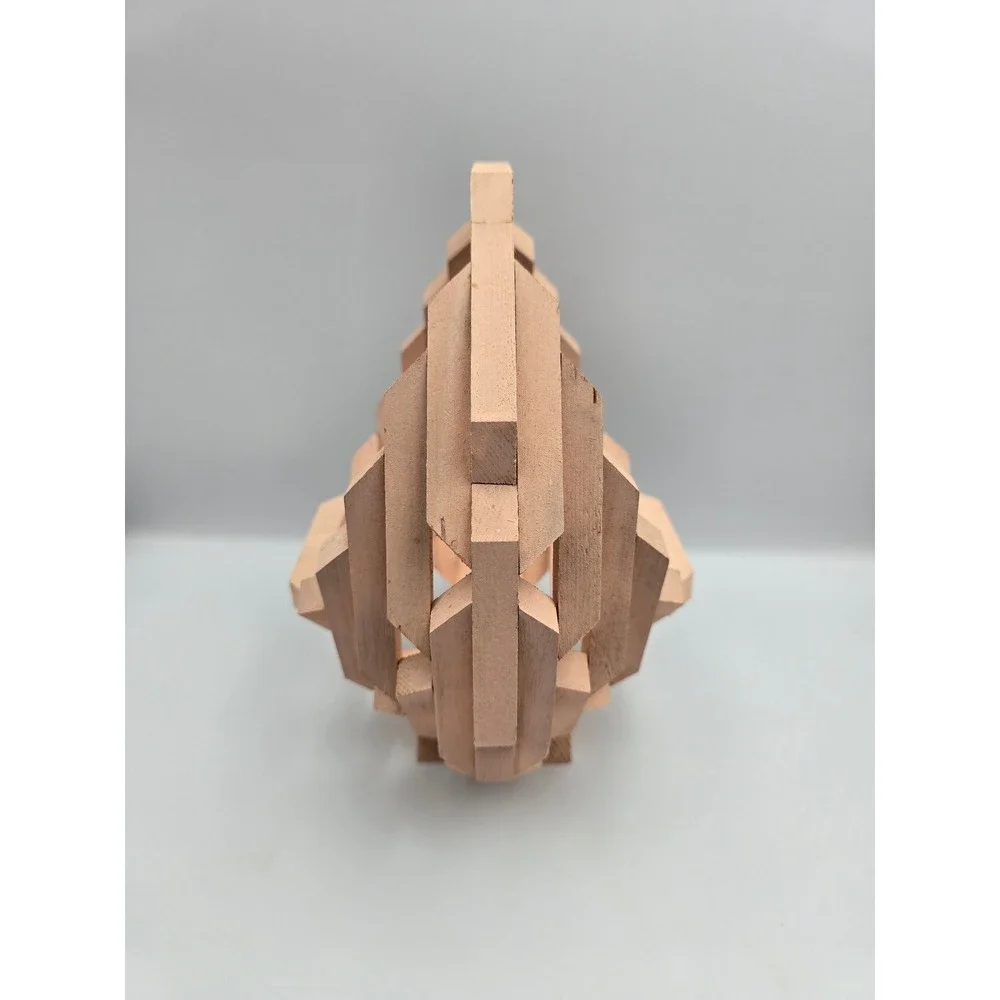 Unique Geometric Wood Basket Handmade Decorative‎ Accent Piece